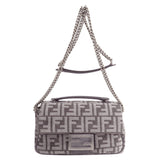 Fendi Chenille Vitello Seta FF Baguette Shoulder Bag