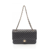 Chanel Lambskin Chevron Quilted Medium Double Flap Shoulder Bag