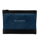 Balenciaga Denim Leather Clip M Clutch Bag