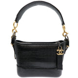 Chanel Calfskin Crocodile Embossed Small Gabrielle Crocodile Hobo Bag