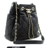 Chanel Lambskin Quilted Chain Drawstring Bucket Bag