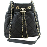 Chanel Lambskin Quilted Chain Drawstring Bucket Bag