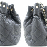 Chanel Lambskin Quilted Chain Drawstring Bucket Bag