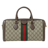 Gucci GG Supreme Monogram Web Medium Ophidia Boston Bag