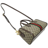 Gucci GG Supreme Monogram Web Medium Ophidia Boston Bag