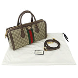 Gucci GG Supreme Monogram Web Medium Ophidia Boston Bag