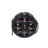 Chanel Tweed Quilted Round Filigree Clutch With Chain