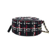 Chanel Tweed Quilted Round Filigree Clutch With Chain