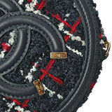 Chanel Tweed Quilted Round Filigree Clutch With Chain