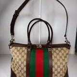 Gucci Monogram Vintage Web Medium Top Handle Bag