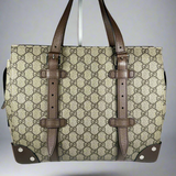 Gucci GG Supreme Monogram Textured Dollar Calfskin Detail Tote
