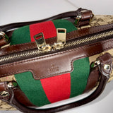 Gucci Monogram Vintage Web Medium Top Handle Bag