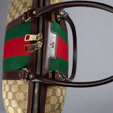 Gucci Monogram Vintage Web Medium Top Handle Bag