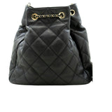 Chanel Lambskin Quilted Chain Drawstring Bucket Bag