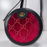 Gucci Velvet GG Monogram Textured Calfskin Round Shoulder Bag