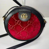 Gucci Velvet GG Monogram Textured Calfskin Round Shoulder Bag