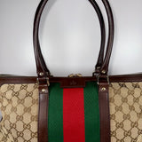 Gucci Monogram Vintage Web Medium Top Handle Bag