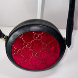 Gucci Velvet GG Monogram Textured Calfskin Round Shoulder Bag