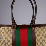 Gucci Monogram Vintage Web Medium Top Handle Bag