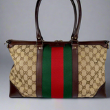 Gucci Monogram Vintage Web Medium Top Handle Bag