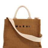 Marni Raffia-Effect Canvas Small Tote Bag